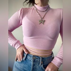 Forever21 Baby Pink Cropped Sweater
